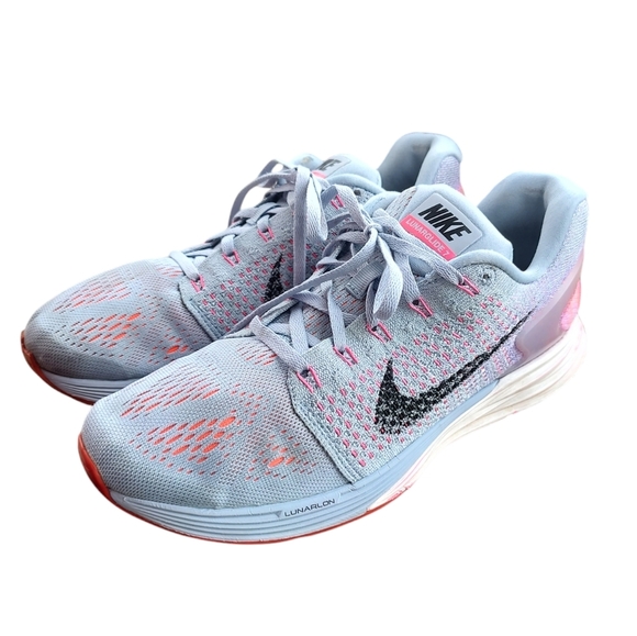 Nike Women's Lunar Glide Running Shoes - Gray and Pink - Picture 1 of 6